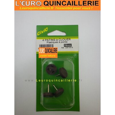 4 PATINS A CLOUER PLASTIQUE ROND 18MM