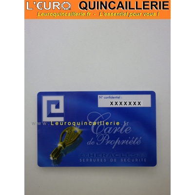 CARTE DE PROPRIETE CLE POLLUX HERACLES BREVETEE