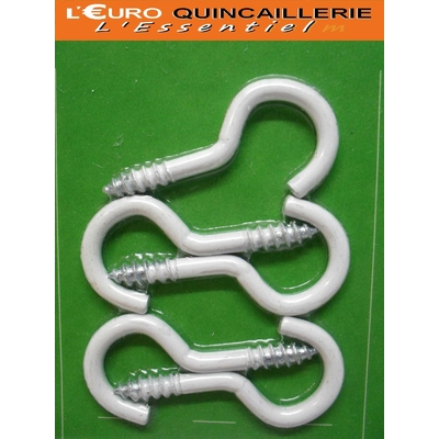 CROCHETS A VIS ACIER PLASTIFIE BLANC 3,5x20 (2)