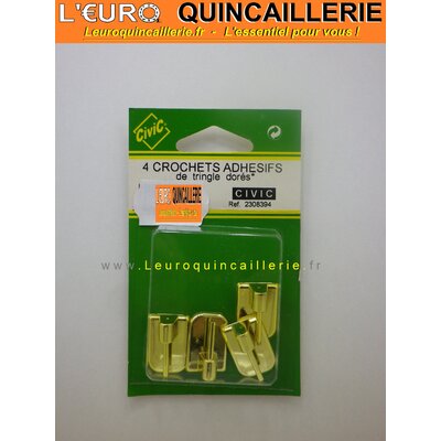 Crochets adhesifs de tringle dorés