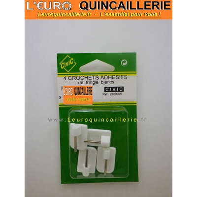 Crochets adhesifs pour tringle blances