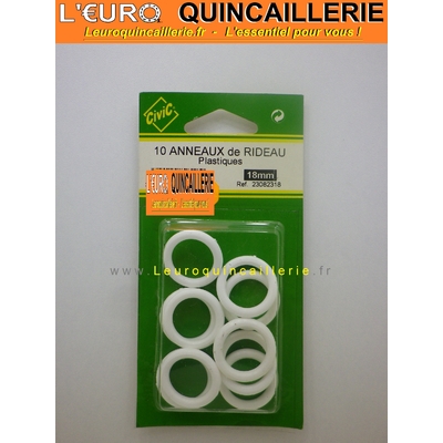 Anneaux rde rideau plastique d.18mm