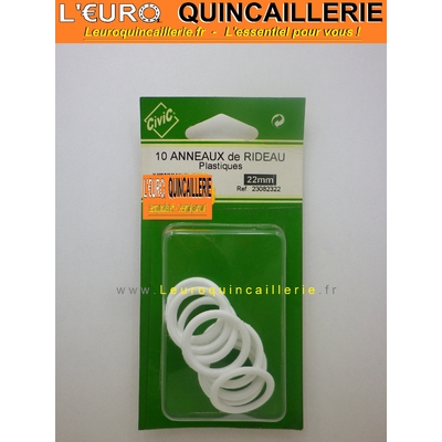 Anneaux plastique pour rideau d.22mm