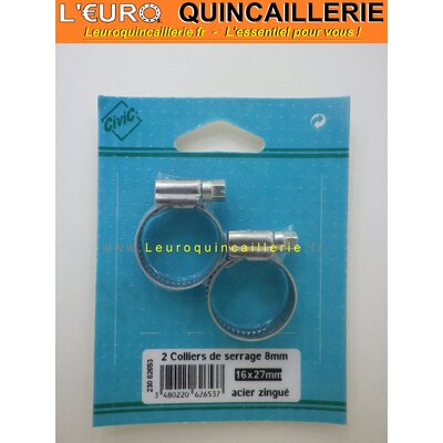 Collier de serrage 8mm, 16-27