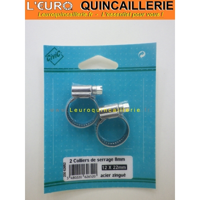 Collier de serrage 8 mm, 12-22