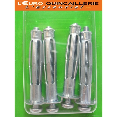 4 CHEVILLES METALLIQUES MATERIAUX CREUX D12X52mm VIS 5x60mm (2)
