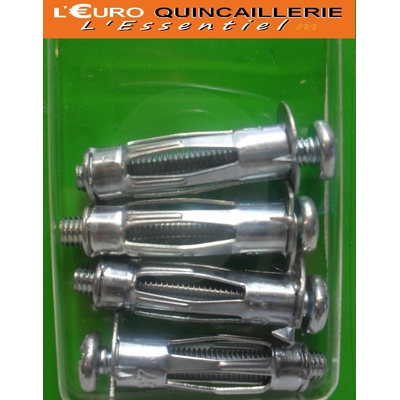 4 CHEVILLES METALLIQUES MATERIAUX CREUX D13X36mm VIS 6x45mm (2)
