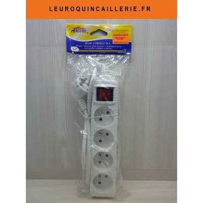 BLOC 4 PRISES AVEC INTERRUPTEUR