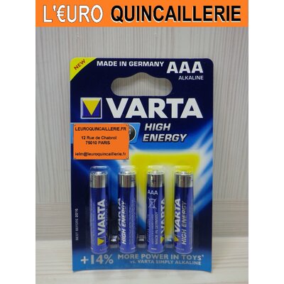 4 PILES VARTA LR03 AAA ALKALINE HIGN ENERGY