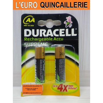 2 PILES RECHARGEABLE AA DURACELL