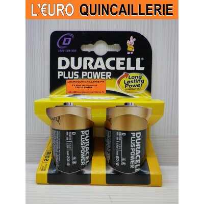 2 PILES LR20 D DURACELL PLUS POWER