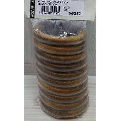 10 ANNEAUX BOIS TEINTE MERISIER 50x70mm