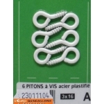 PITONS A VIS ACIER PLASTIFIE BLANC 3x16