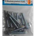 10 BOULONS POELIERS ACIER ZINGUE 5x40