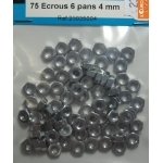 75 ECROUS 6 PANS ACIER ZINGUE 4mm