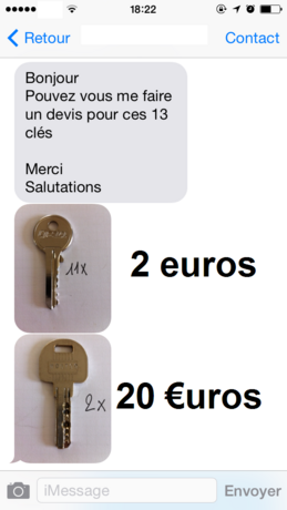 Devis tarif de clés moins cher