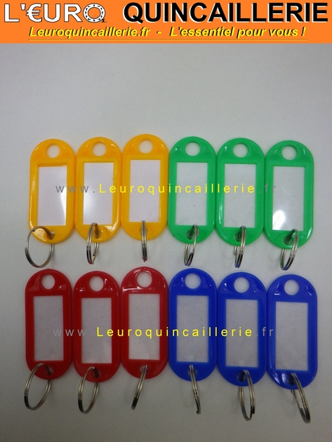 PORTES ETIQUETTES AVEC ANNEAUX POUR CLES 4 COULEURS ASSORTIES