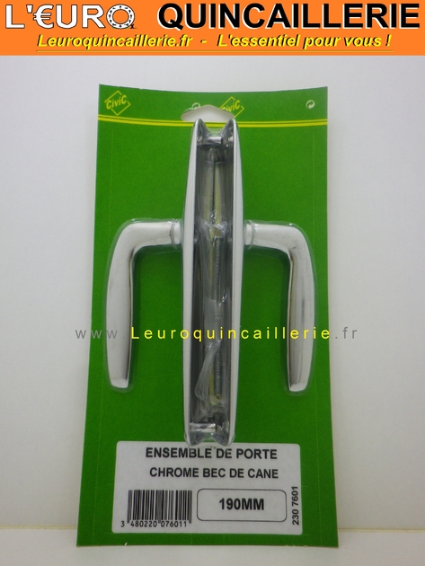 Poignées de porte chrOme bec de cane  190 mm