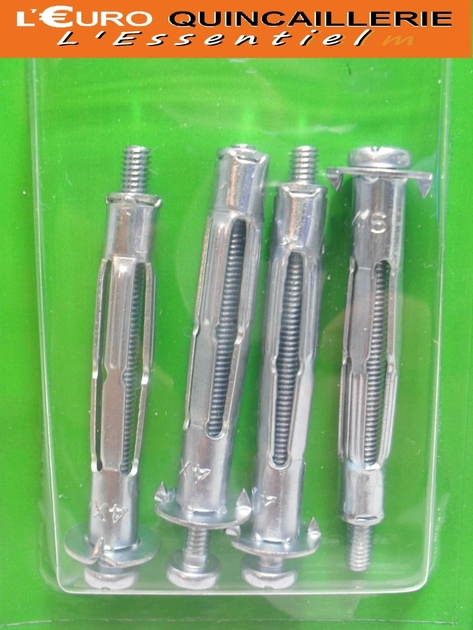 4 CHEVILLES METALLIQUES MATERIAUX CREUX D8X46mm VIS 4x52mm (2)