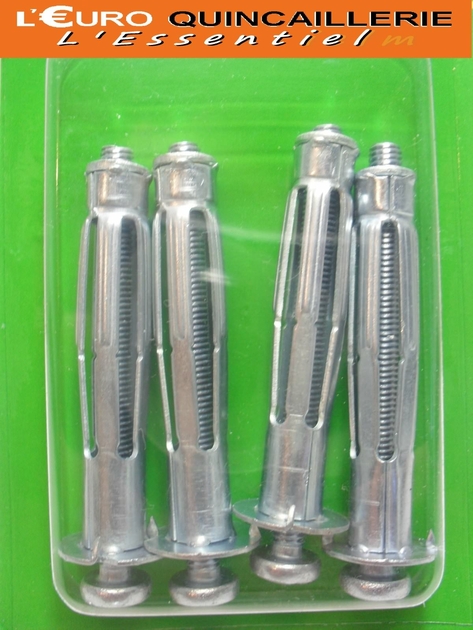 4 CHEVILLES METALLIQUES MATERIAUX CREUX D12X52mm VIS 5x60mm (2)
