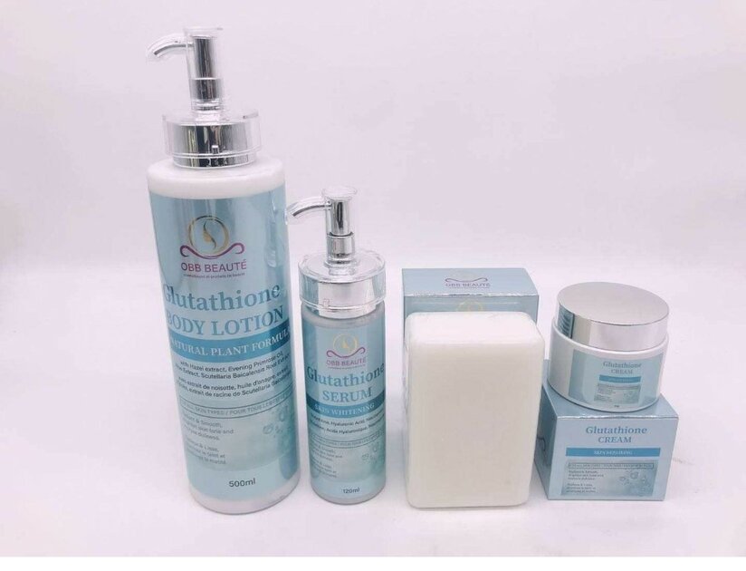 Gamme éclaircissante à La Glutathion - Lait 300ml, 2 Crèmes, Déodorant, Sérum - Pour Le Corps