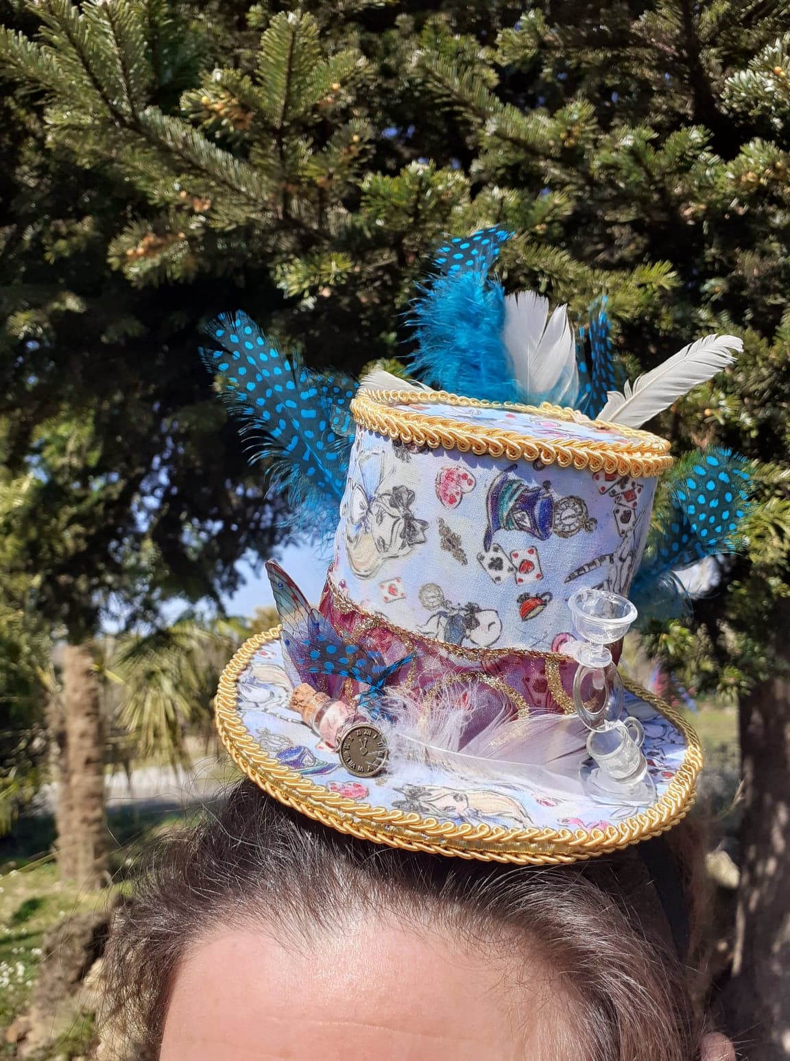 Mini chapeau Alice bleu féerie création