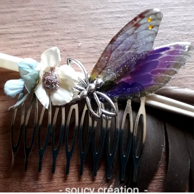 peigne cheveux ailes de fée libellule soucy creation