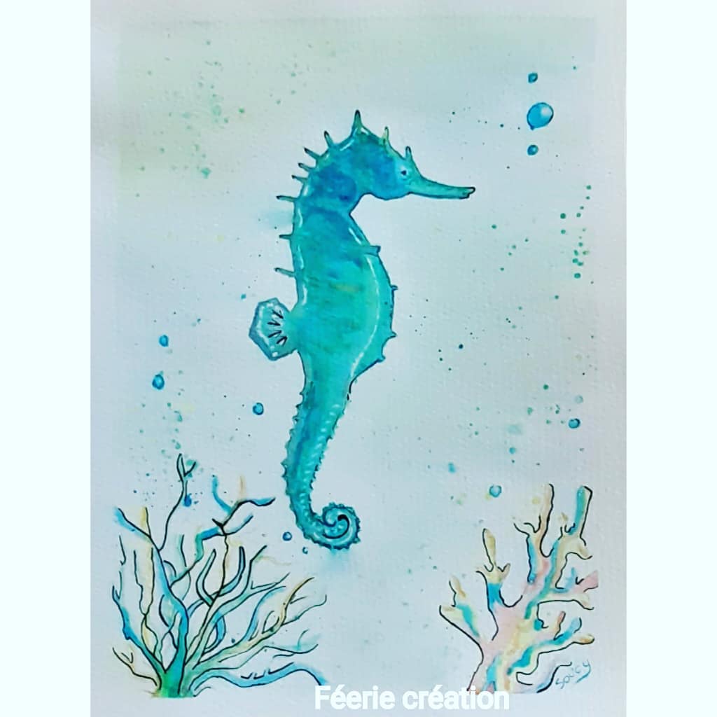 Aquarelle Hippocampe 1