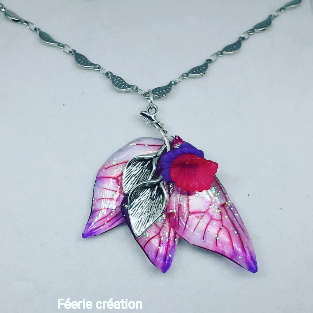 collier hypoallergenique ailes de fée féerie creation
