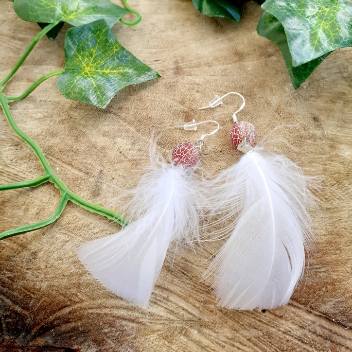 Boucles d'oreilles en argent féerie création plumes