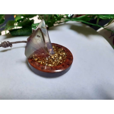 Collier bois cuir résine féerie création