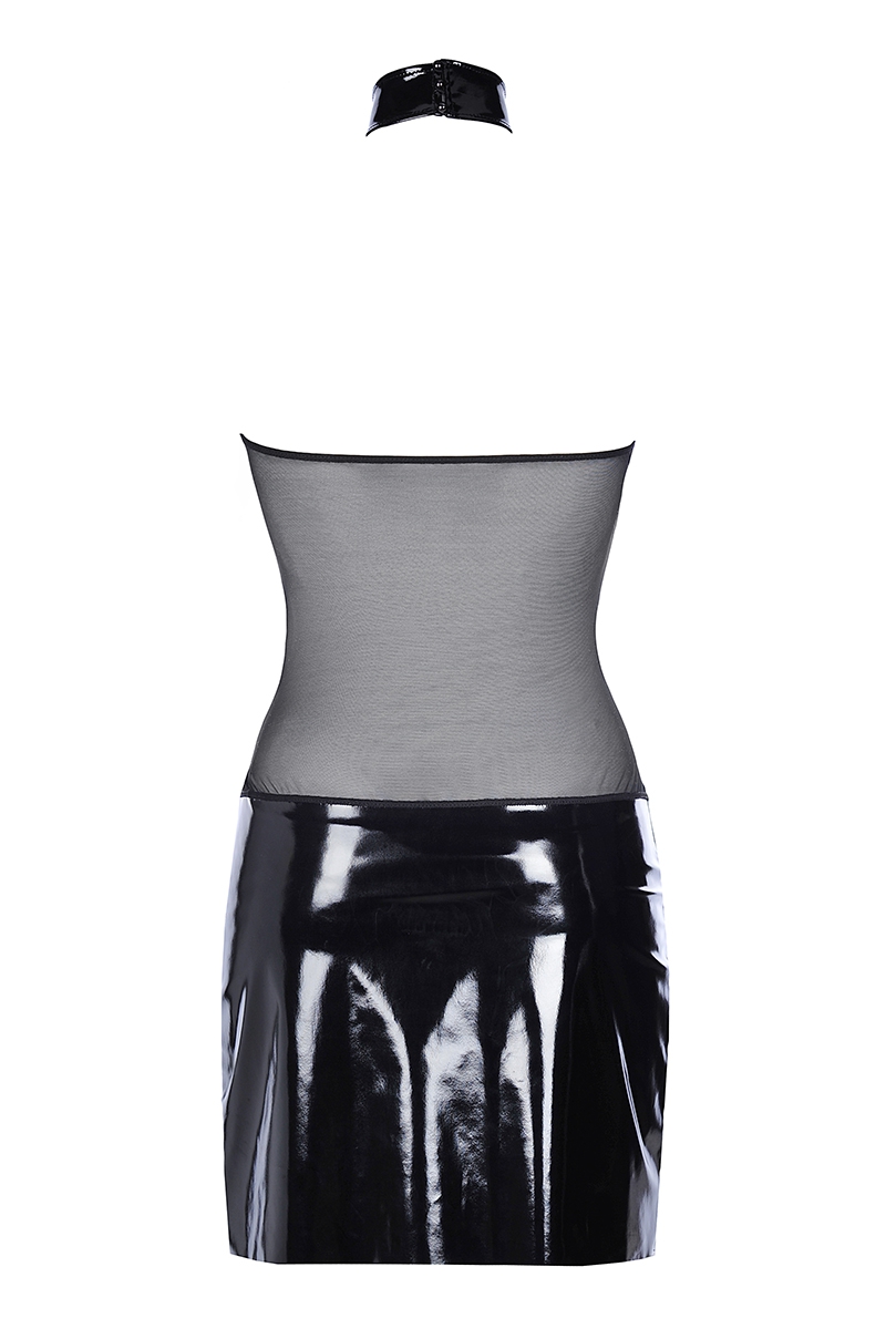 Robe-noire-vinyle-tulle-V-9129-tenue-sexy-pour-femme