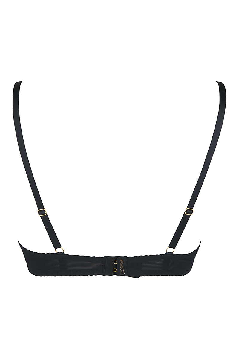 vue arrière du Soutien-gorge transparent noir V-10051