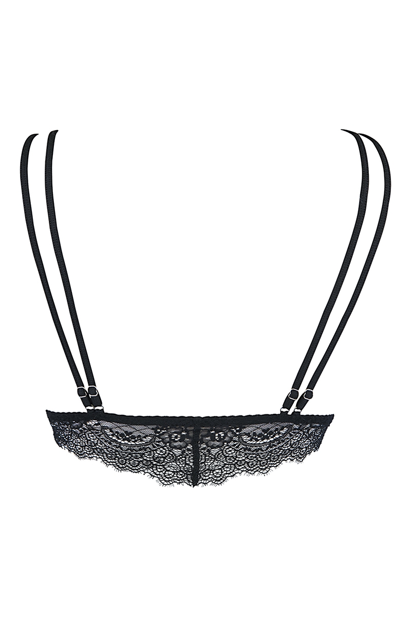 vue de dos du Soutien-gorge bralette noir V-10091