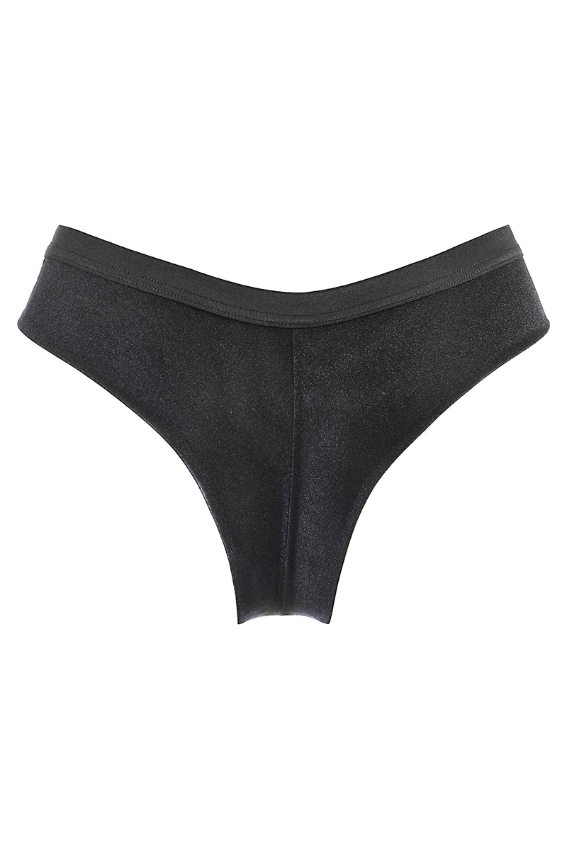 vue de dos du  String brésilien beige et noir V-10495