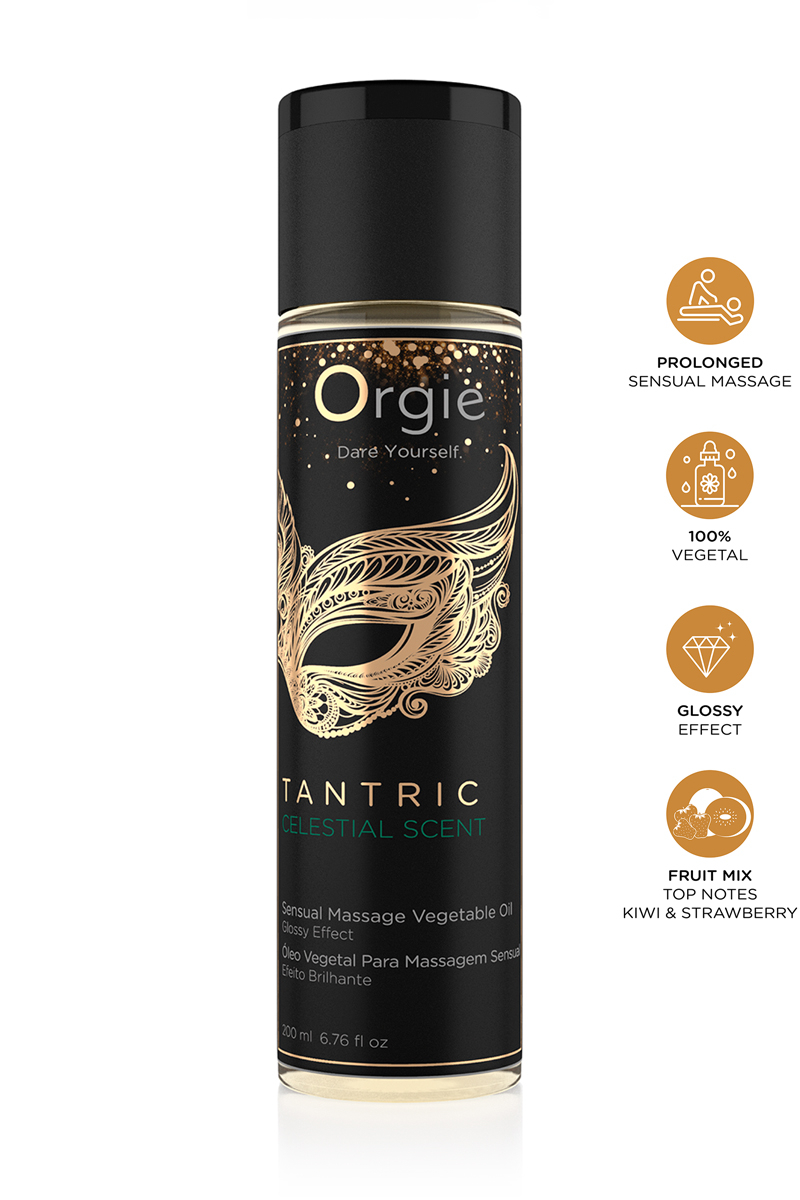 Huile de massage végétale Tantric Celestial Scent  Orgie parfum kiwi fraise
