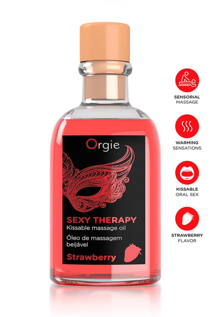 Huile de massage comestible fraise Sexy Therapy Orgie
