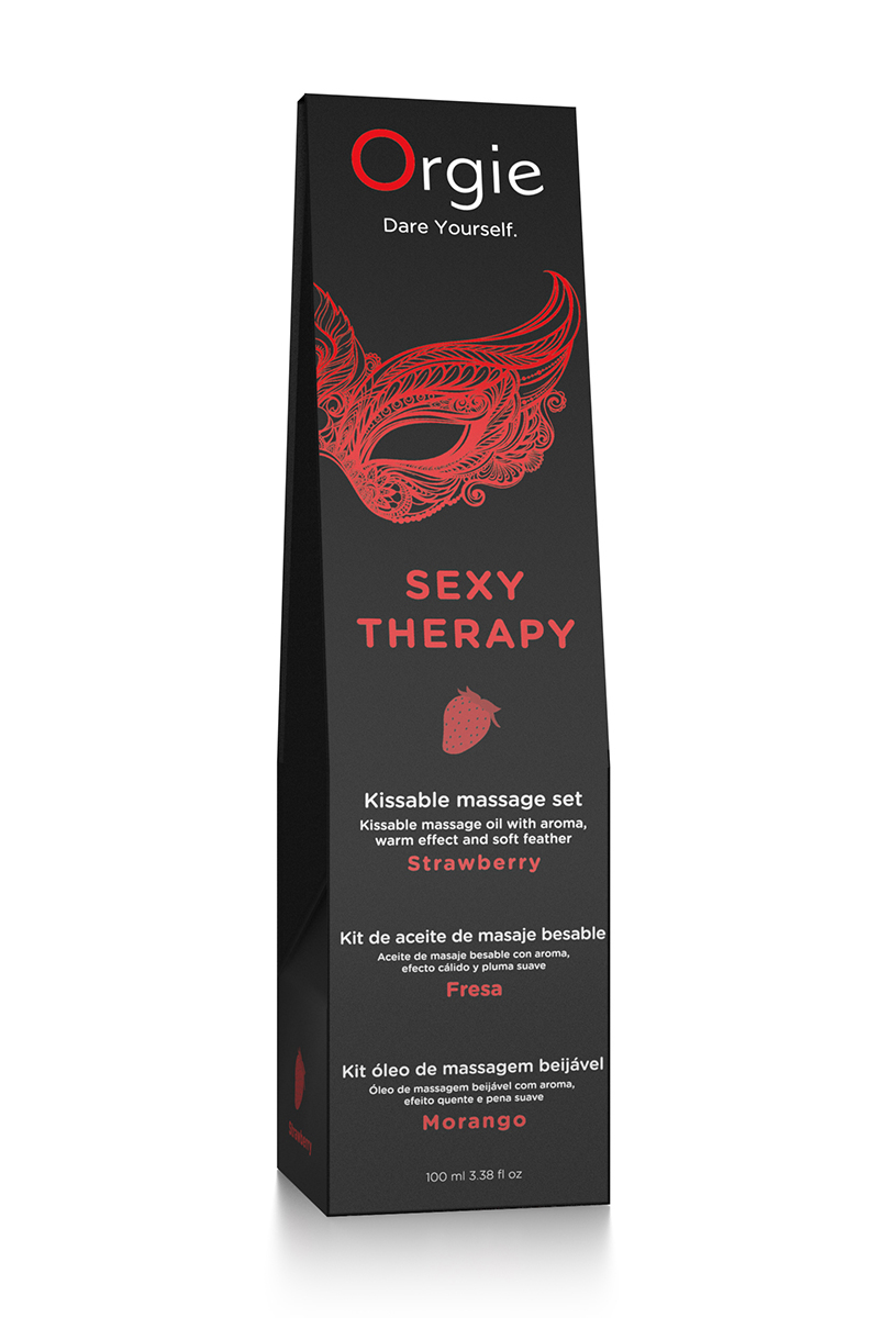boite emballage Huile de massage comestible fraise Sexy Therapy