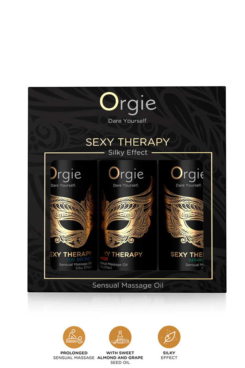Coffret 3 huiles de massage sensuel Sexy Therapy Collection, Coffret 3 huiles de massage Sexy Therapy Collection d'Orgie ooh my god huile sensuelle hydrantante, massage sensuel