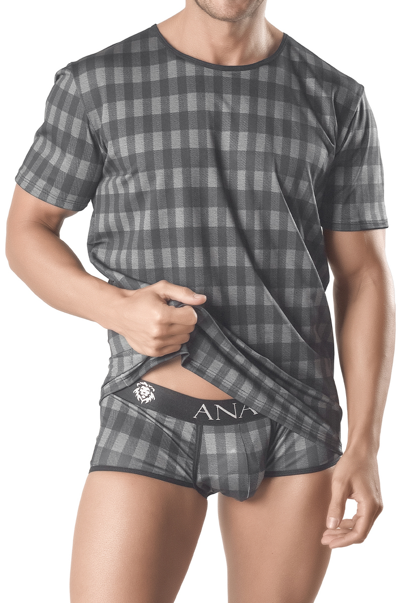 T shirt gris homme à carreaux Aegis - Anaïs for Men