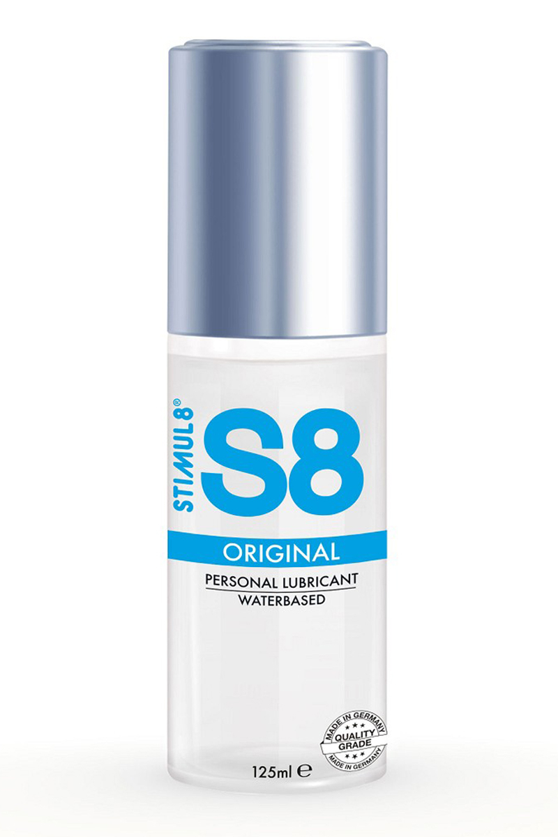 ooh-my-god-s8-original-lubrifiant-125ml-flacon-face Description : Vue de face du flacon pompe de 125 ml, mettant en avant la marque et la mention “Original