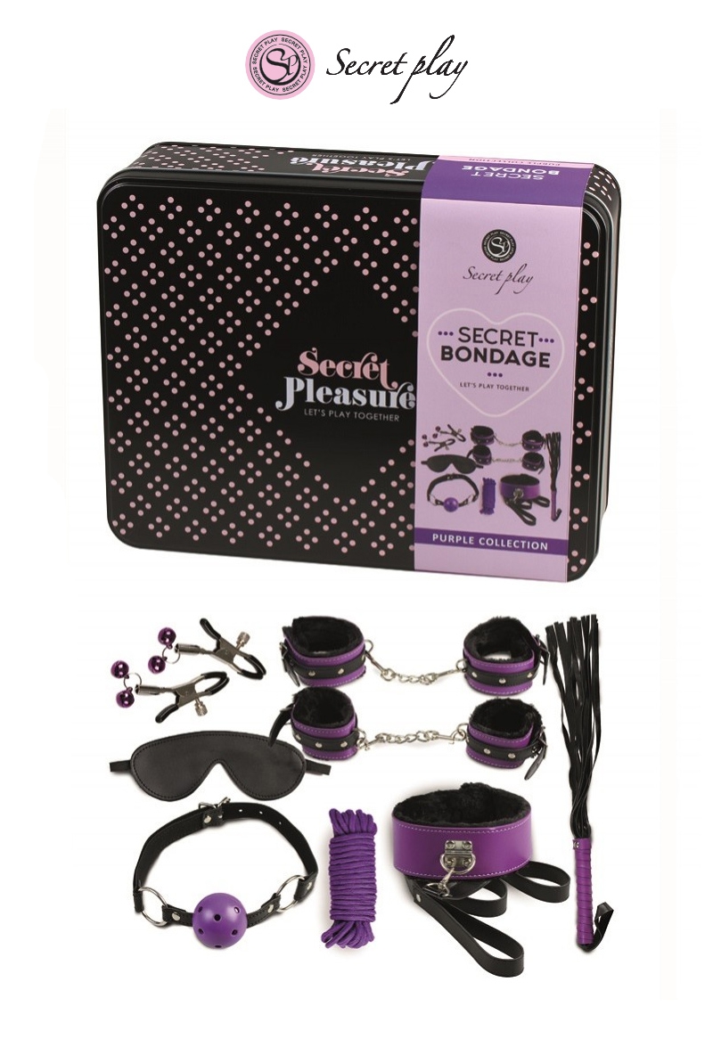 Kit accessoires BDSM 8 pièces Violet - Secret Play - Soumission,  Domination/Kit all inclusive - ooh my god