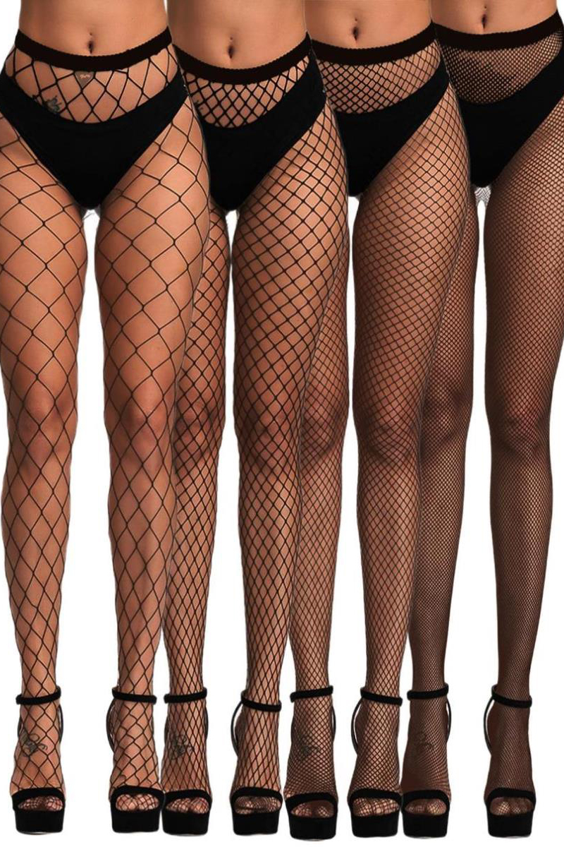 Pack de 4 collants résille sexy ouverts à lentre-jambes Ooh My God, lingerie sexy de la marque J Lingerie pour femme