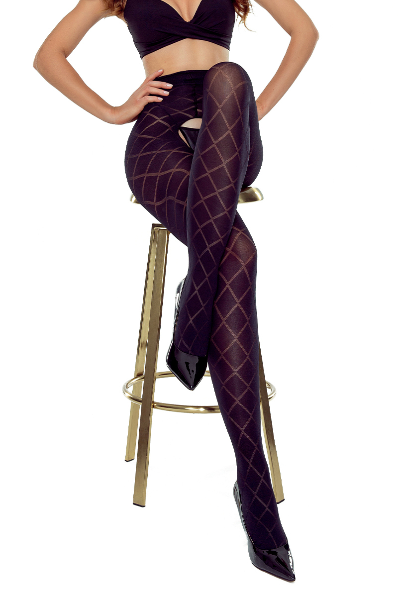 Collants ouverts TI025 40 deniers noir, lingerie sexy de la marque Passion.