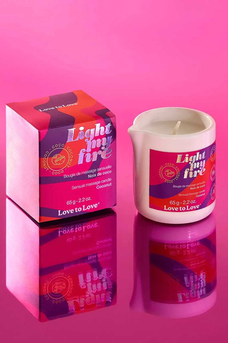 Bougie Light My Fire Love To Love Ooh My God – cosmétique érotique naturelle bougie et boite odeur noix de coco