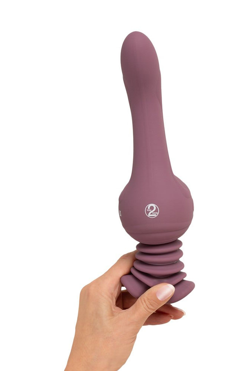 ooh-my-god-you2toys-turbo-shaker-g-spot-lover-face Description : Vue de face du vibro, mettant en valeur sa forme conçue pour le point G et sa ventouse à ressort