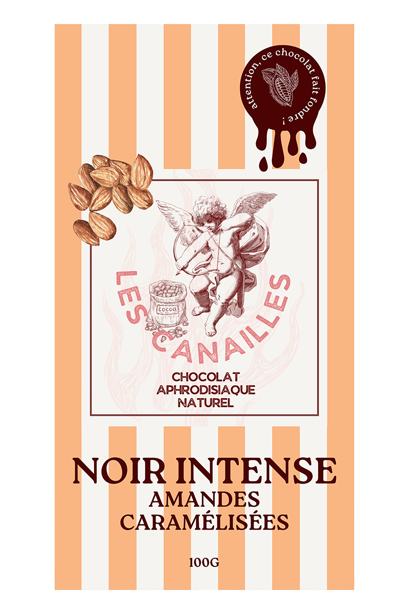 Chocolat noir intense aux amandes caramélisées Les Canailles, dans la boutique Ooh My God  Chocolat gourmand stimulant libido