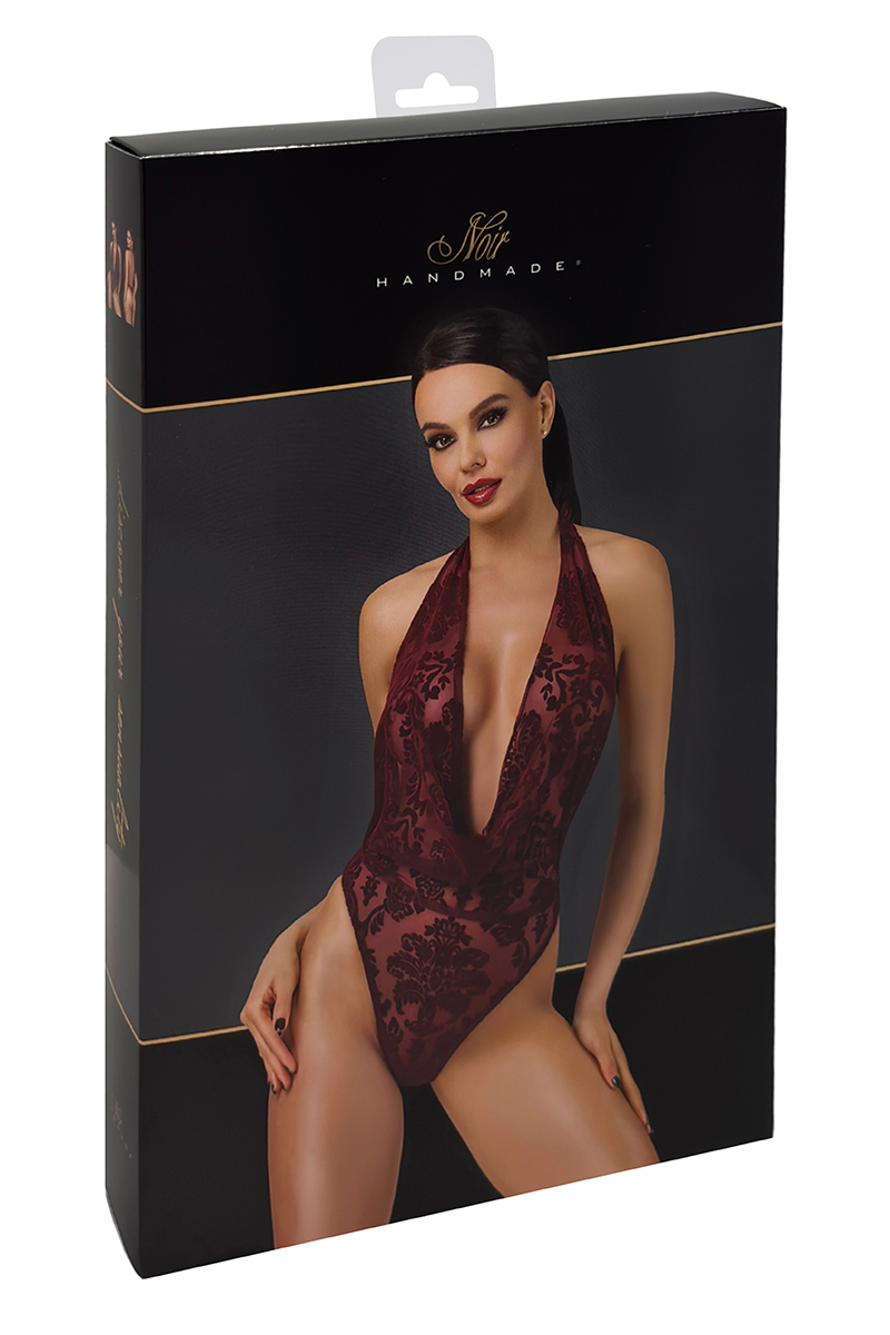 dans sa boite Body en tulle floqué bordeaux Kink Royal F386 Noir Handmade - Ooh My God