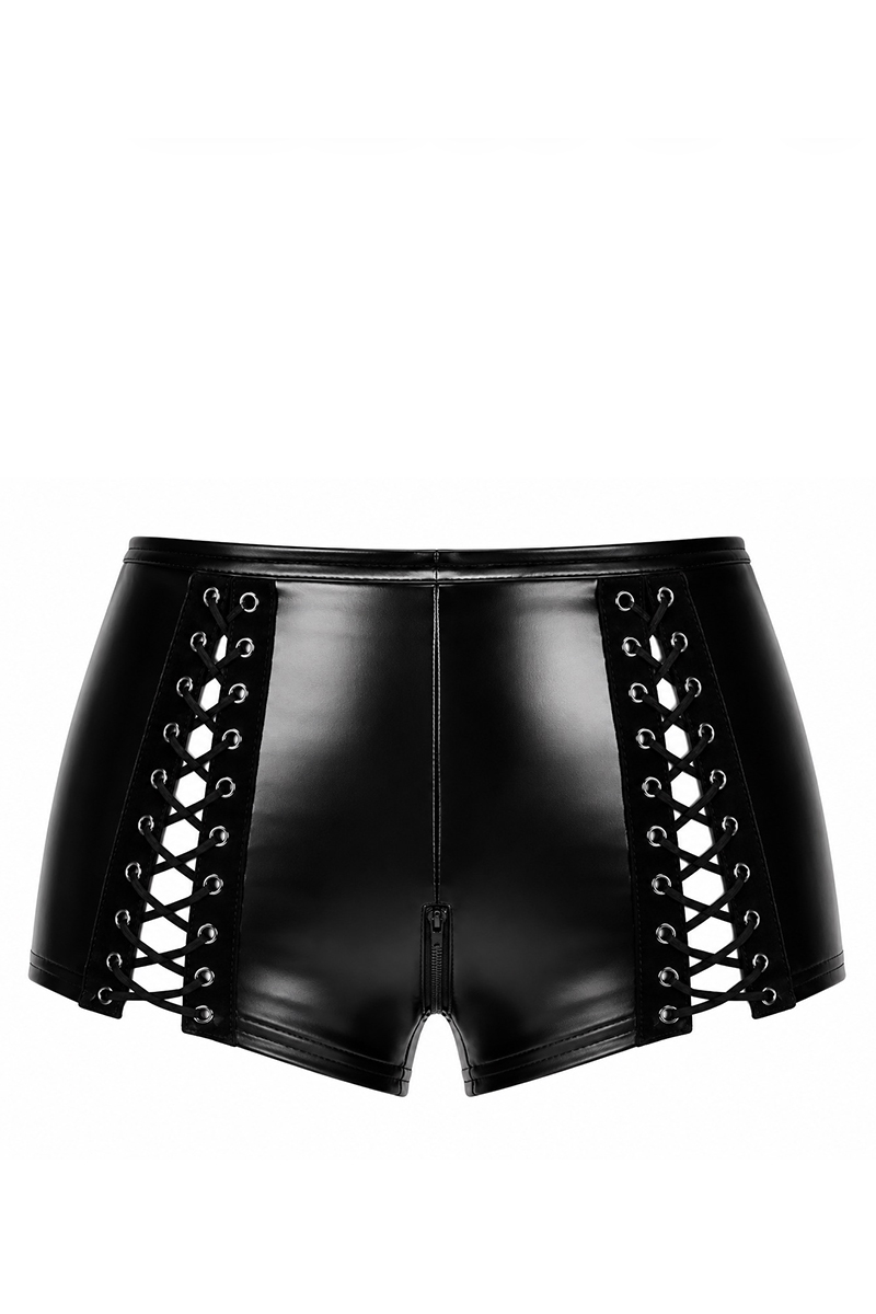 Détail des deux laçages au dos du short vu de dos F411 Noir Handmade dans la boutique Ooh My God