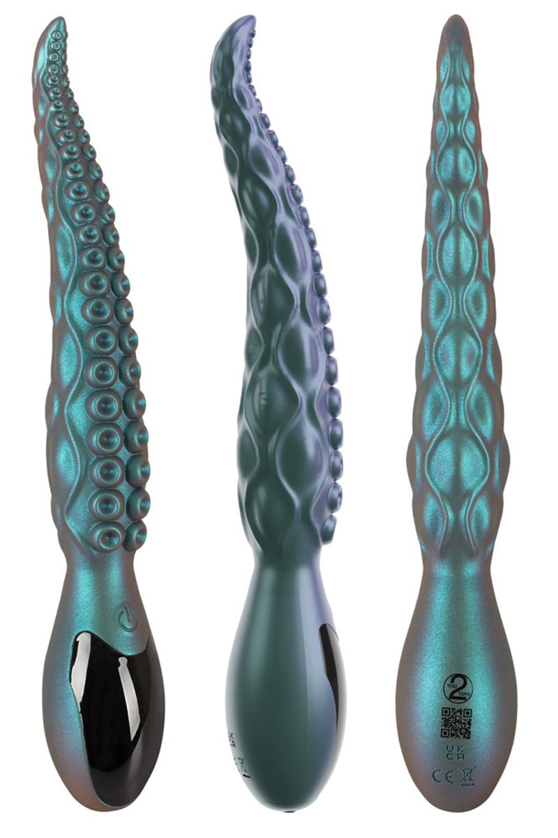 Trois vues du vibromasseur Octo Vibes et de sa forme tentacule